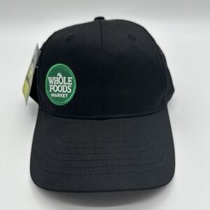 Whole Foods Market Hat Cap Black Embroidered Logo Madison NWT One Size Fits All